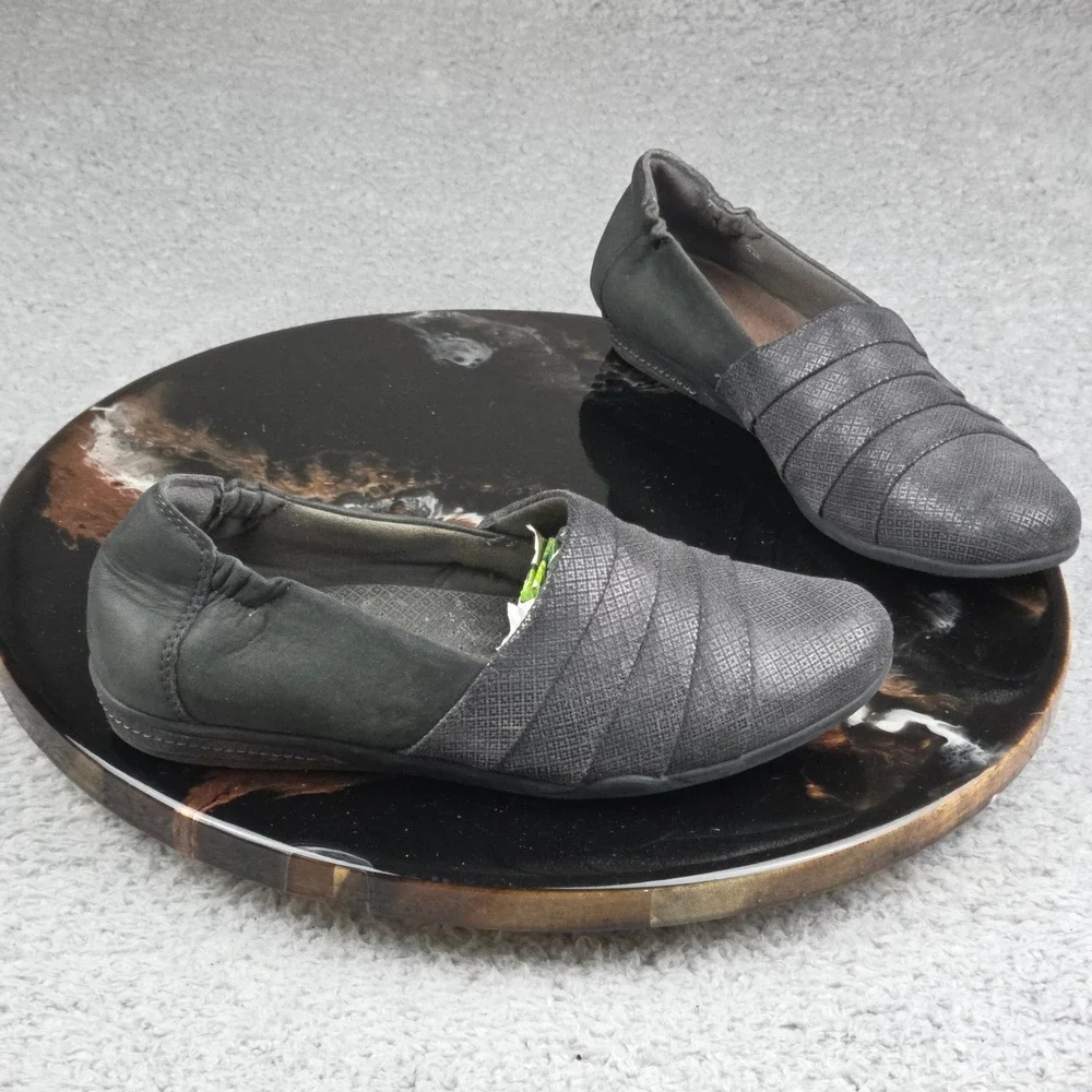 Earth Shoes Womens Slip On Flats Gray Leather Comfort Shoes Size‎ 7.5 B